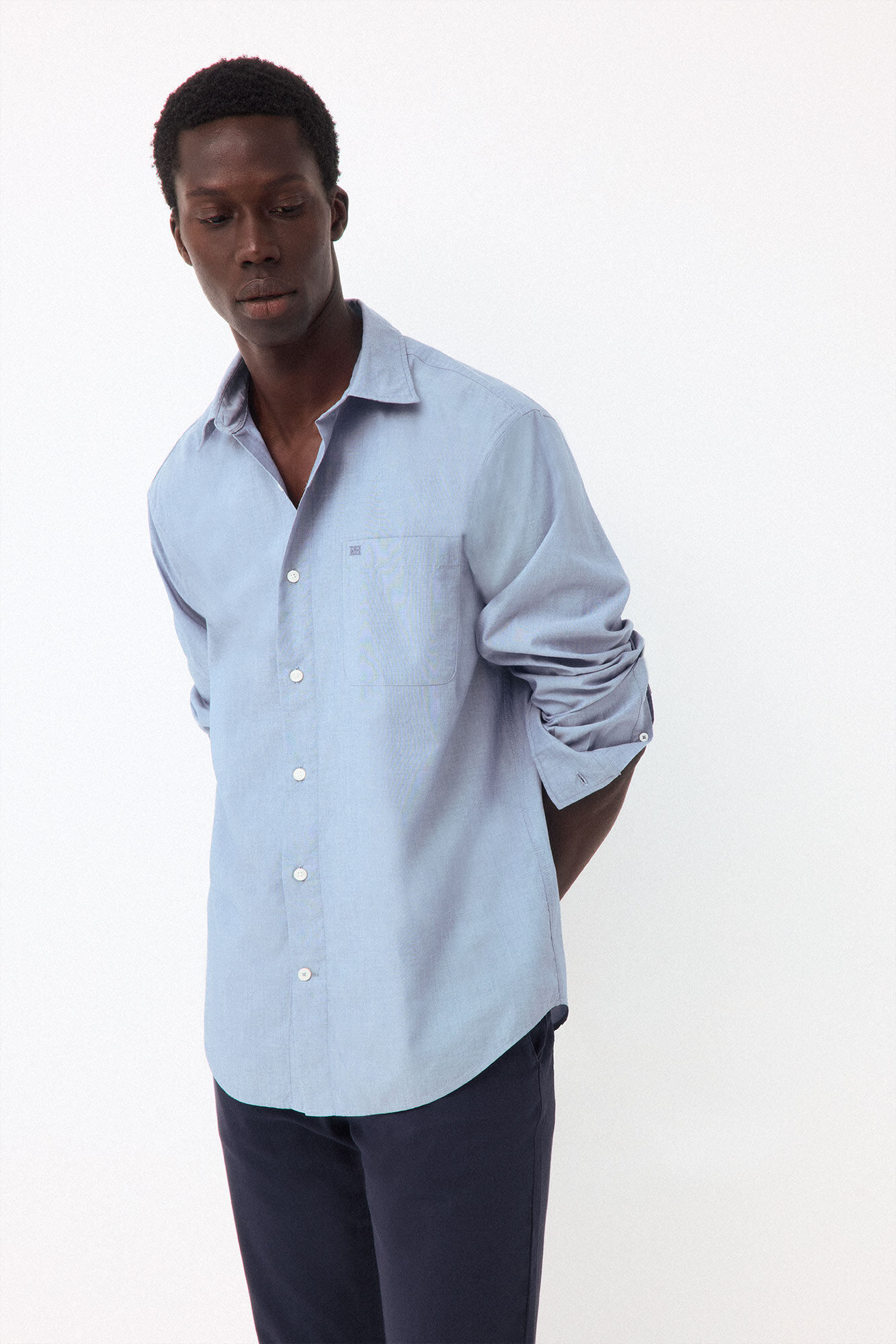 Pedro del Hierro Camisa lisa popel&iacute;n relax fit