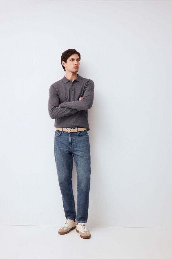 Pedro del Hierro Jersey punto premium algod&oacute;n seda cashmere Gris