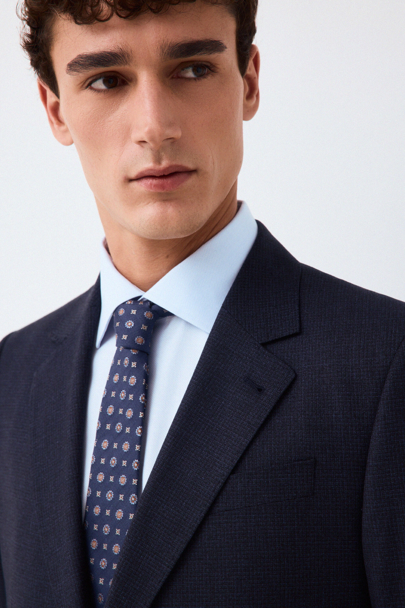 Pedro del Hierro Americana traje coordinado slim cuadro azul