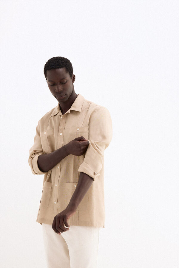 Pedro del Hierro Guayabera lino Beige