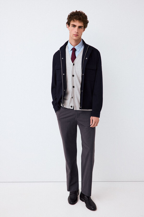 Pedro del Hierro Cazadora punto mezcla lana Azul