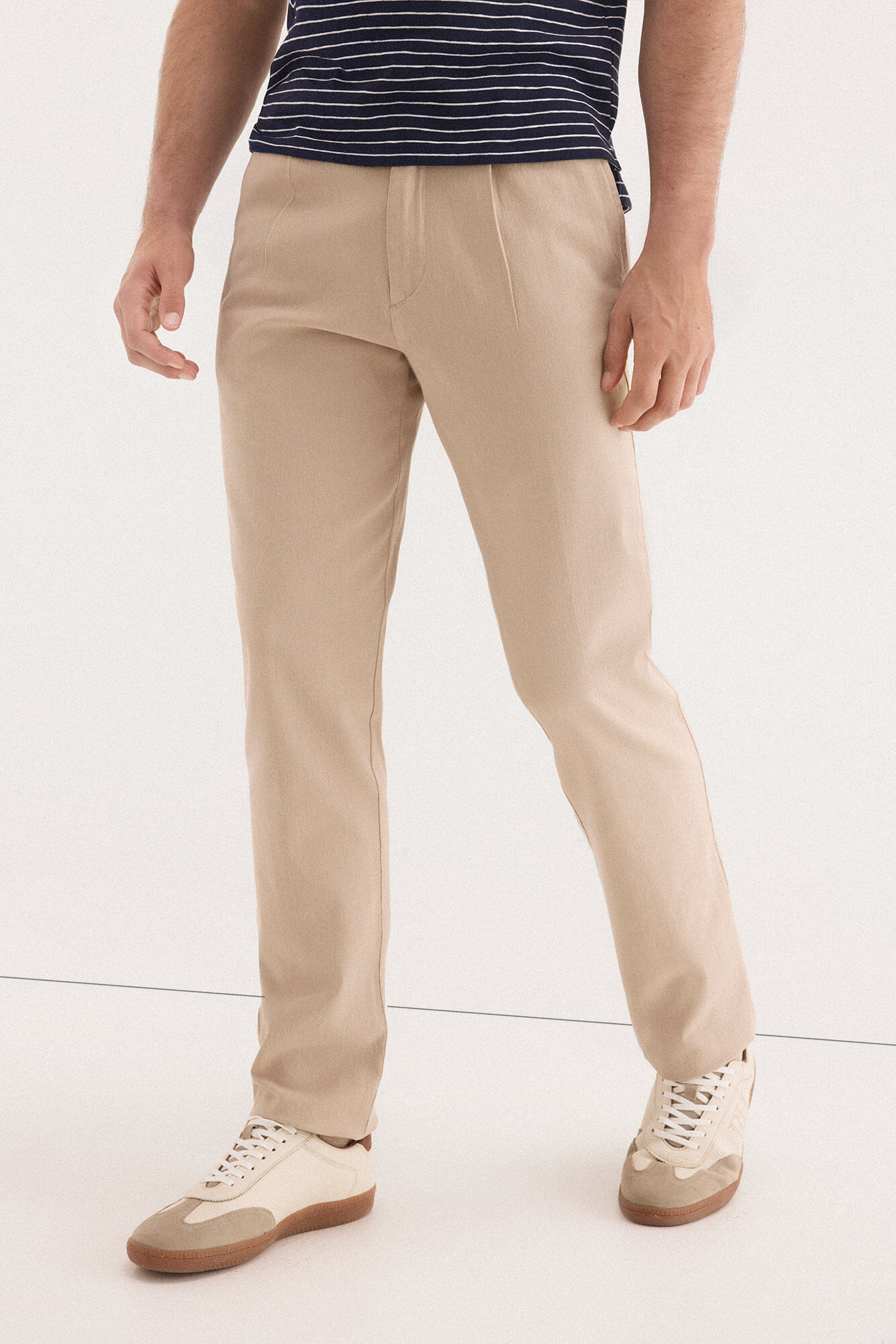 Pedro del Hierro Pantal&oacute;n chino algod&oacute;n-lino cordones