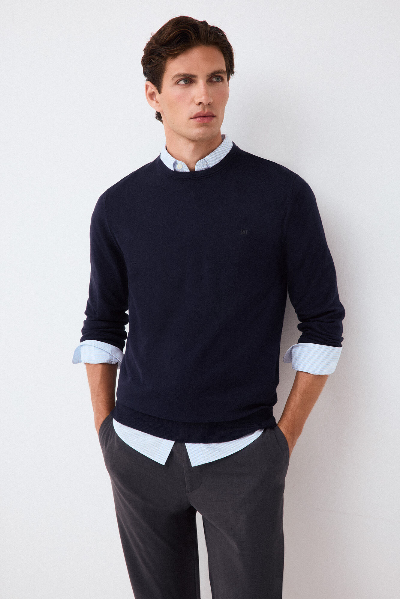 Pedro del Hierro Jersey punto premium algod&oacute;n seda cashmere