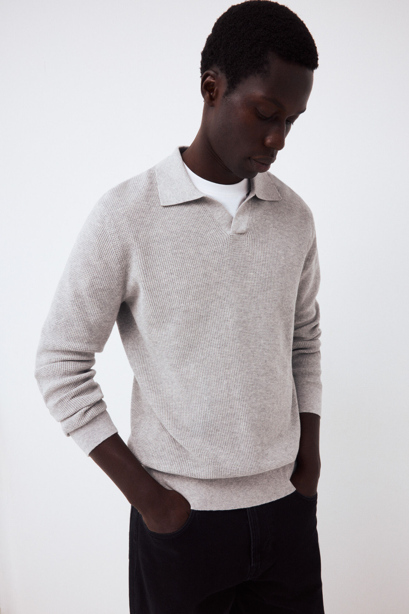 Pedro del Hierro Jersey punto cuello polo algod&oacute;n estructura