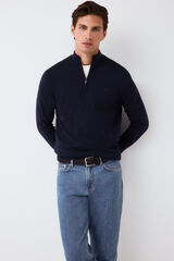 Pedro del Hierro Jersey punto premium algod&oacute;n seda cashmere Azul