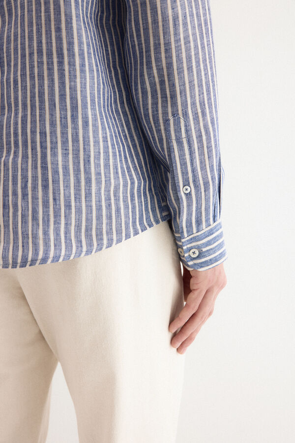 Pedro del Hierro Polera lino rayas Azul