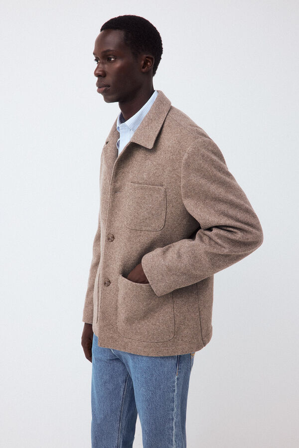 Pedro del Hierro Sobrecamisa punto melange Beige