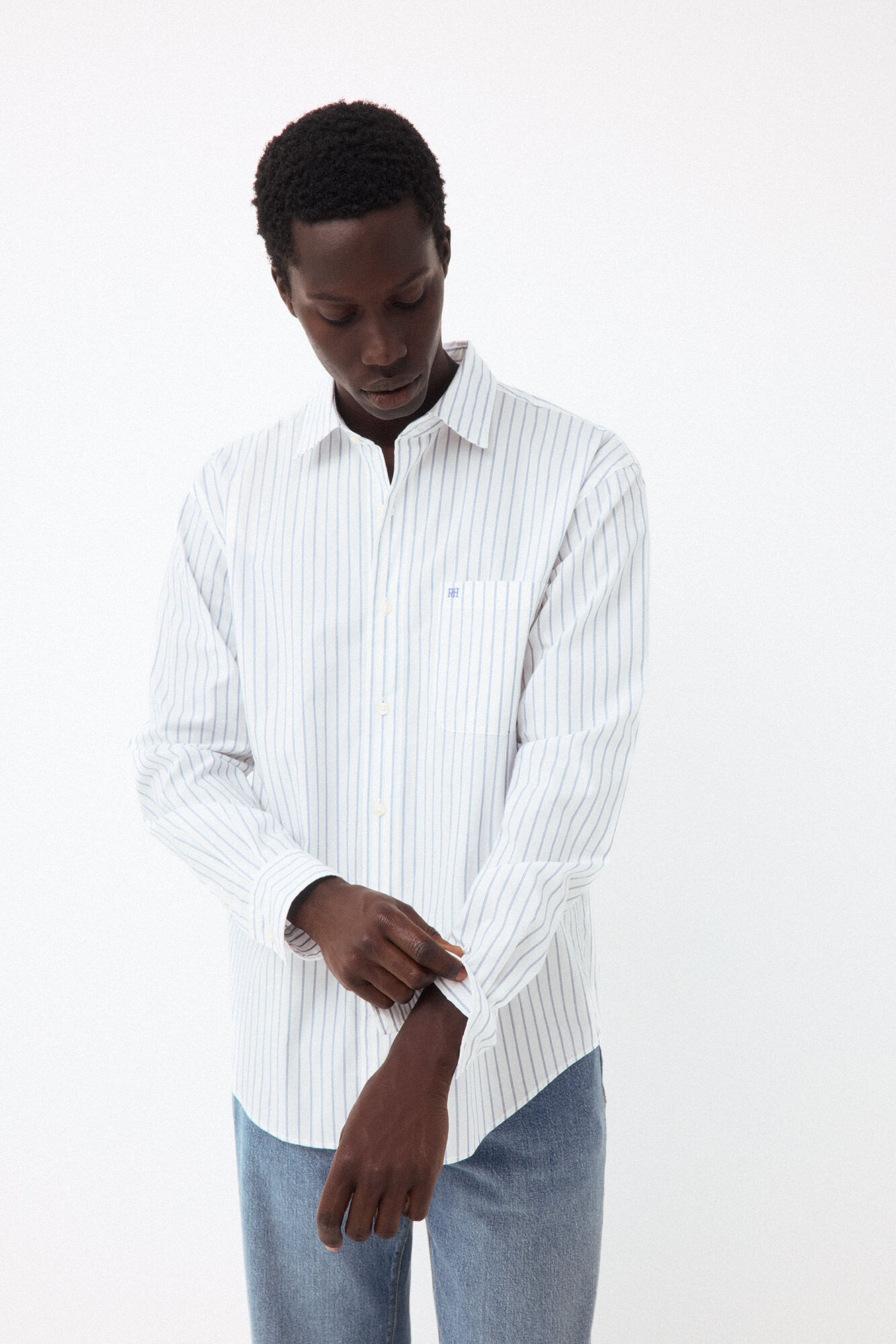 Pedro del Hierro Camisa rayas popel&iacute;n relax fit