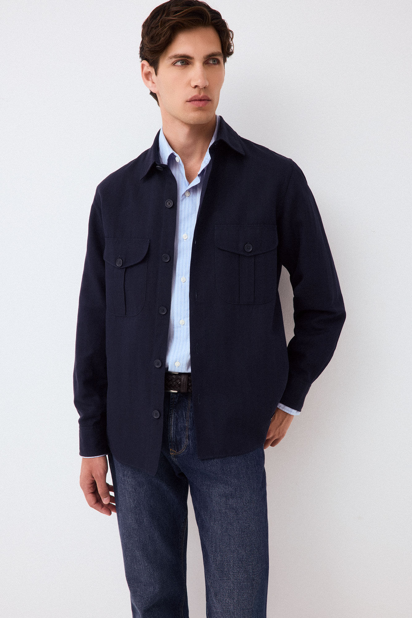 Pedro del Hierro Sobrecamisa lisa tencel lino