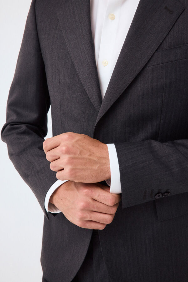 Pedro del Hierro Americana traje coordinado slim l&iacute;nea alta espiga Gris