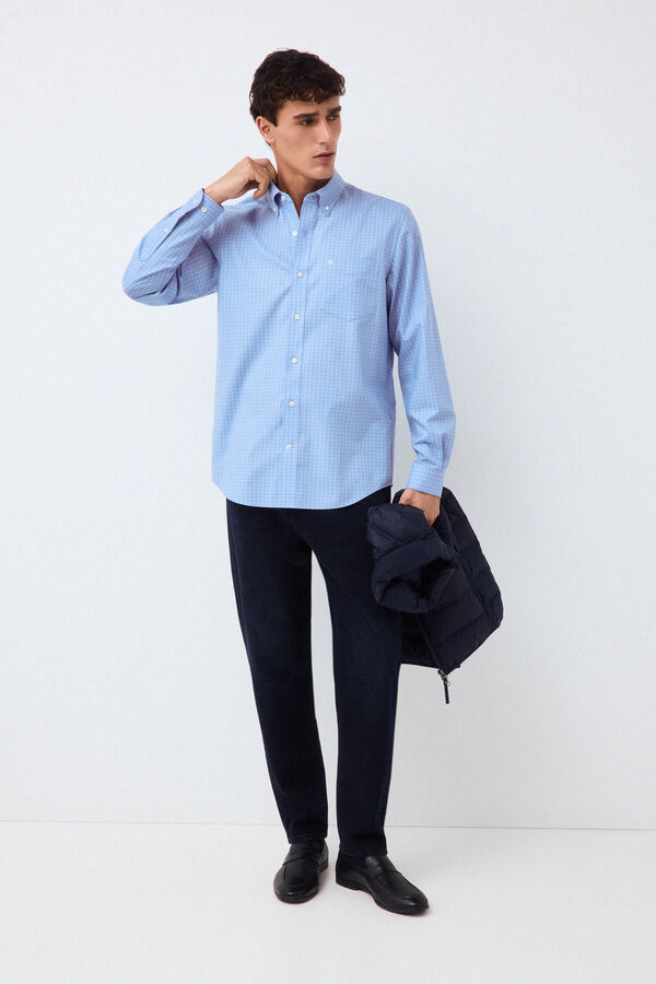 Pedro del Hierro Camisa cuadros Azul