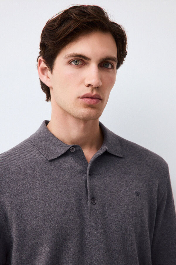Pedro del Hierro Jersey punto premium algod&oacute;n seda cashmere Gris