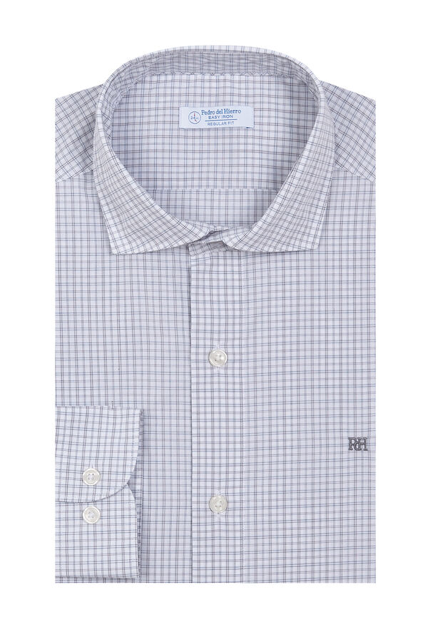 Pedro del Hierro Camisa vestir cuadros non iron + antimanchas slim fit Gris
