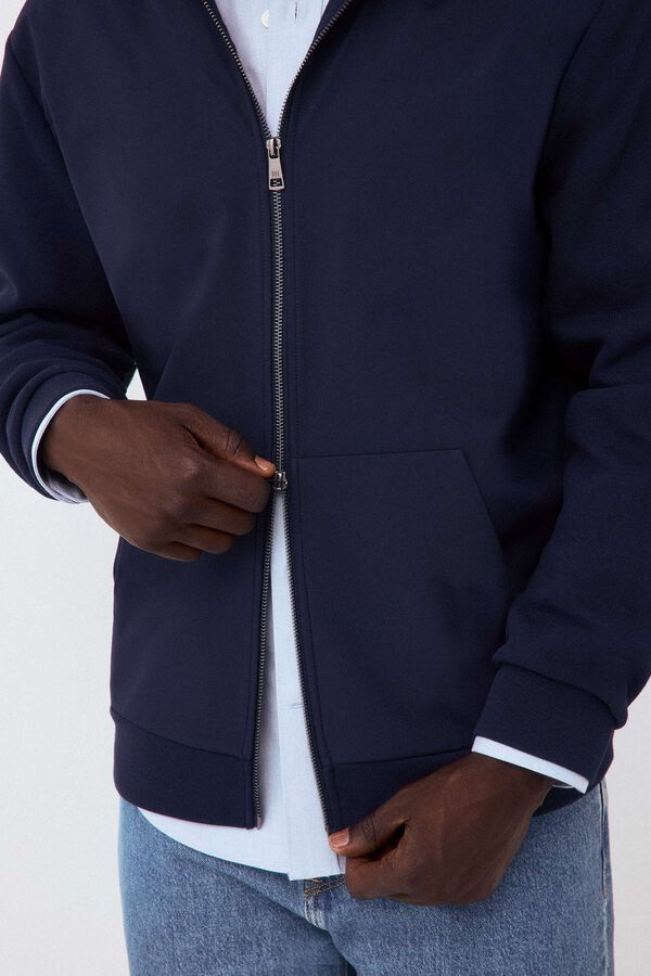 Pedro del Hierro Cardigan t&eacute;cnico con capucha Azul