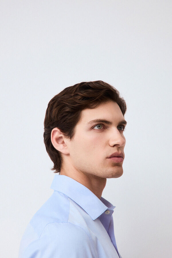 Pedro del Hierro Camisa vestir lisa non iron + antimanchas slim fit Azul