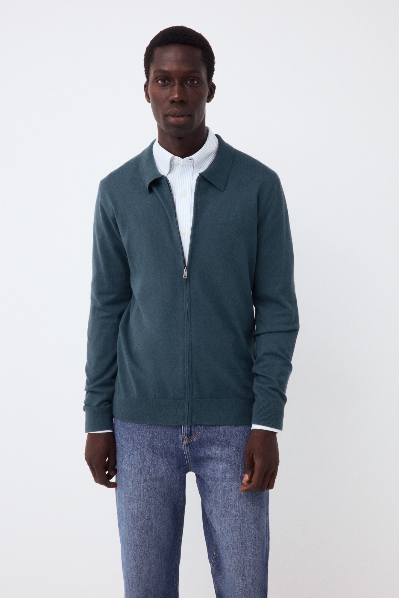 Pedro del Hierro C&aacute;rdigan premium algod&oacute;n seda cashmere cremallera