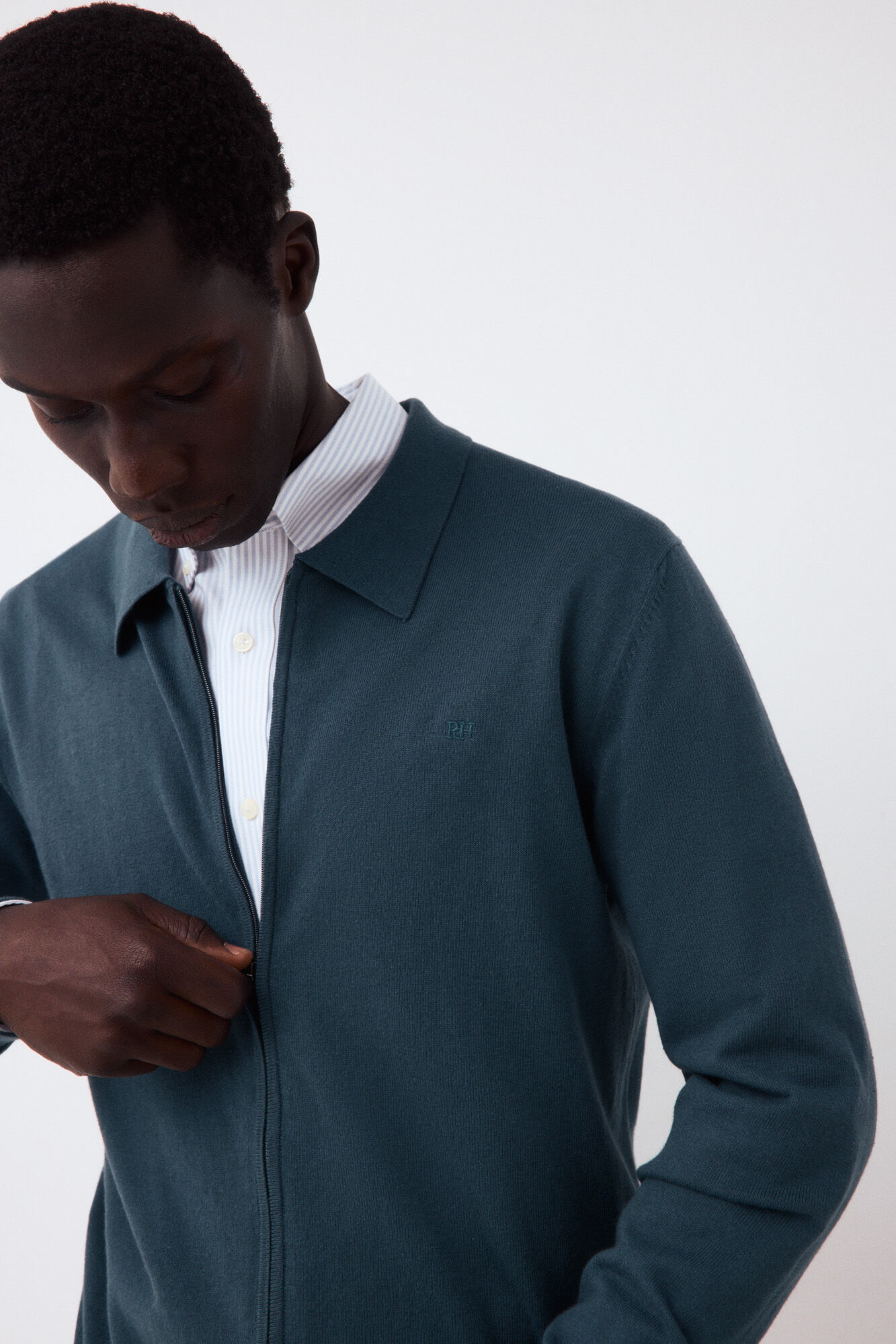 Pedro del Hierro C&aacute;rdigan premium algod&oacute;n seda cashmere cremallera