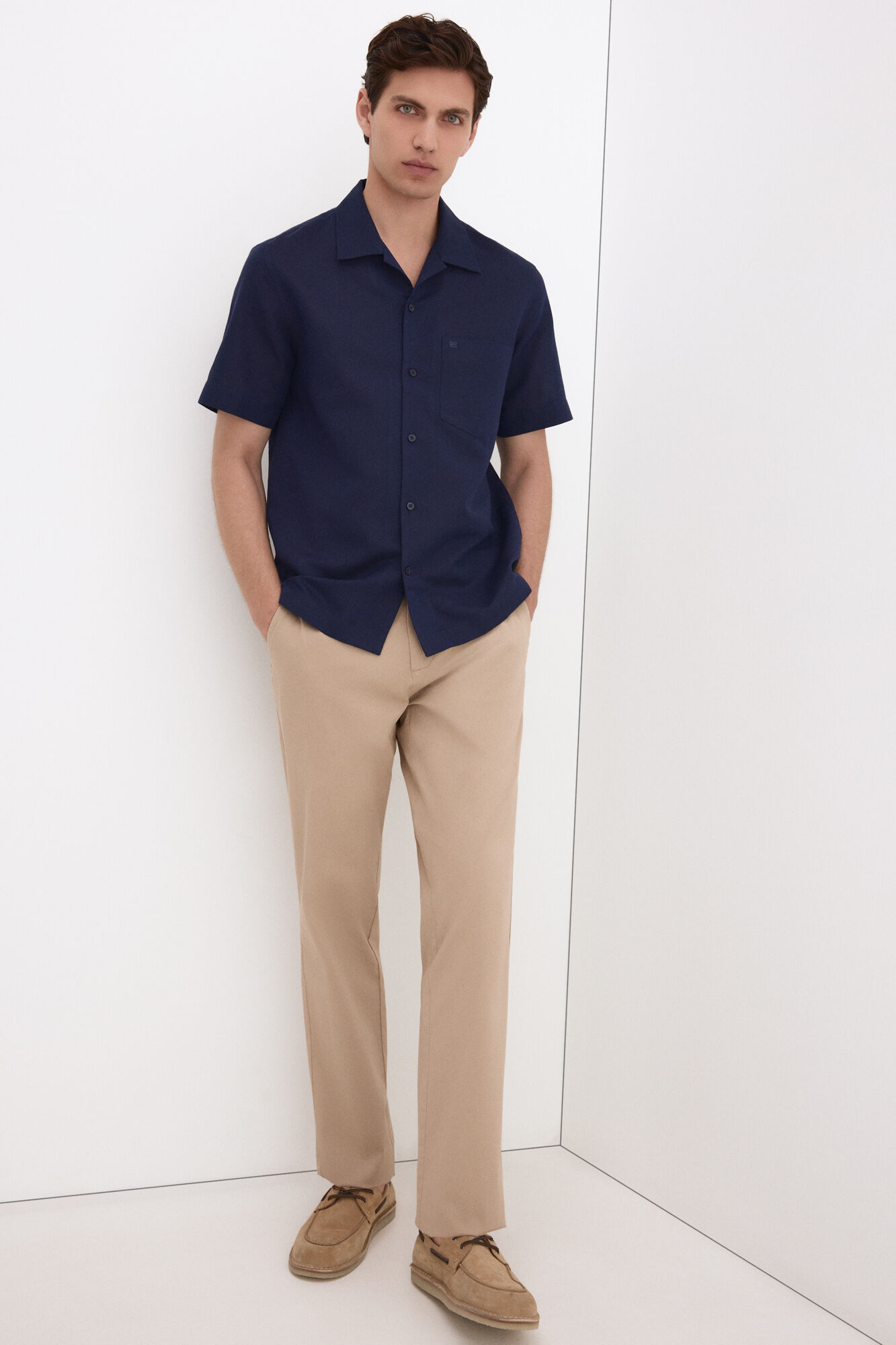 Pedro del Hierro Camisa de lino algod&oacute;n manga corta