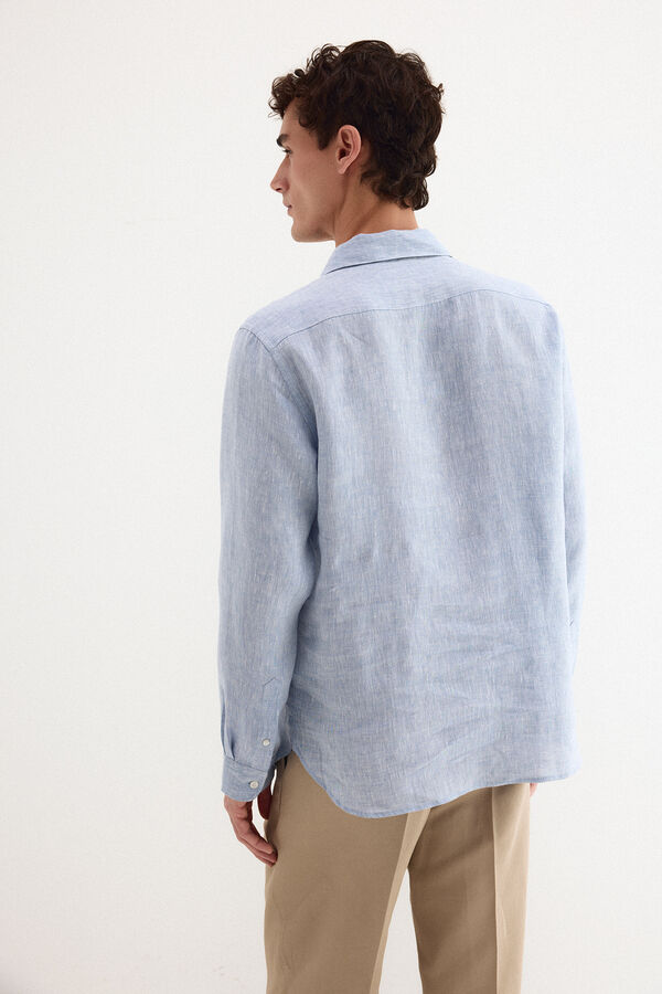 Pedro del Hierro Polera lino lisa Azul