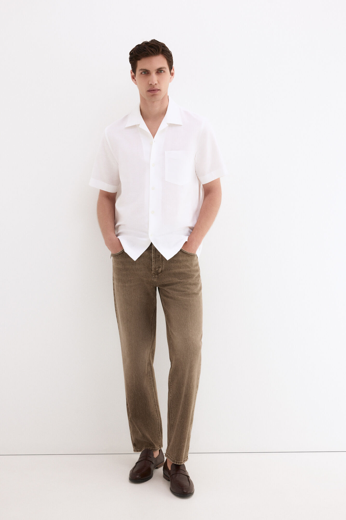 Pedro del Hierro Camisa de lino algod&oacute;n manga corta