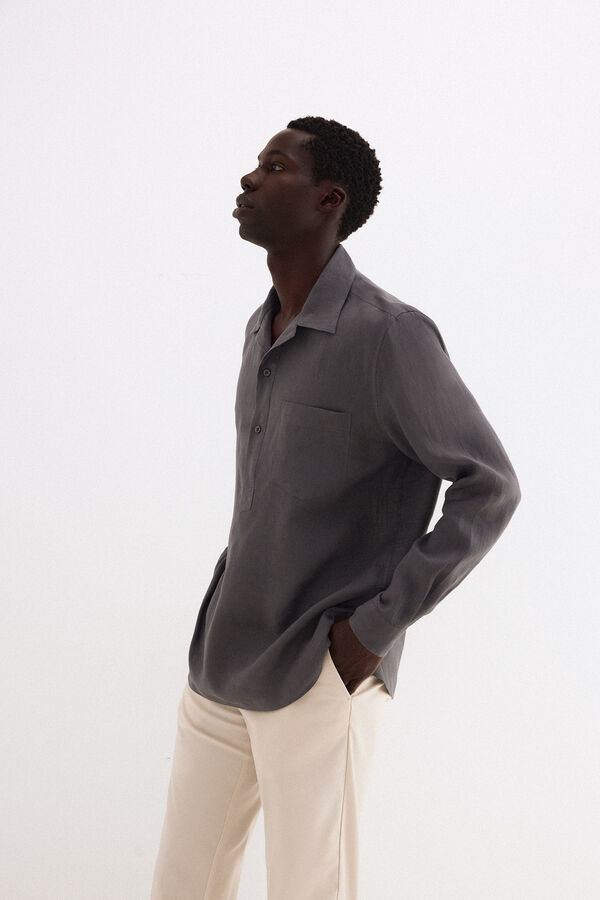 Pedro del Hierro Polera lino lisa Gris