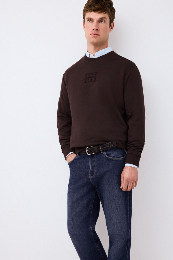 Pedro del Hierro Sudadera logo cuello caja Marr&oacute;n