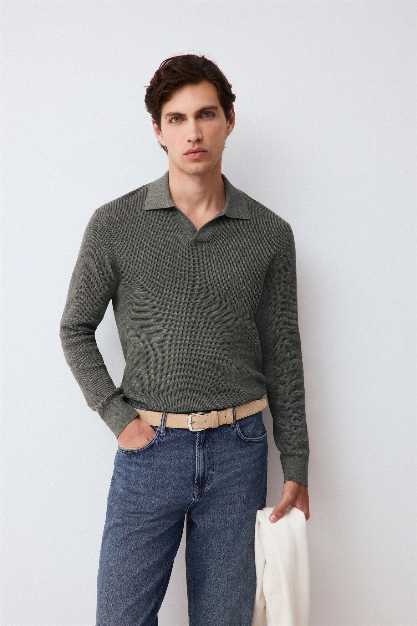 Pedro del Hierro Jersey punto cuello polo algod&oacute;n estructura