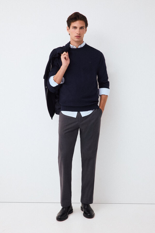 Pedro del Hierro Jersey punto premium algod&oacute;n seda cashmere Azul