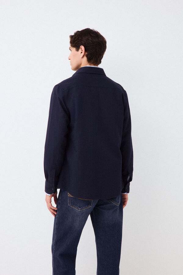 Pedro del Hierro Sobrecamisa lisa tencel lino Azul