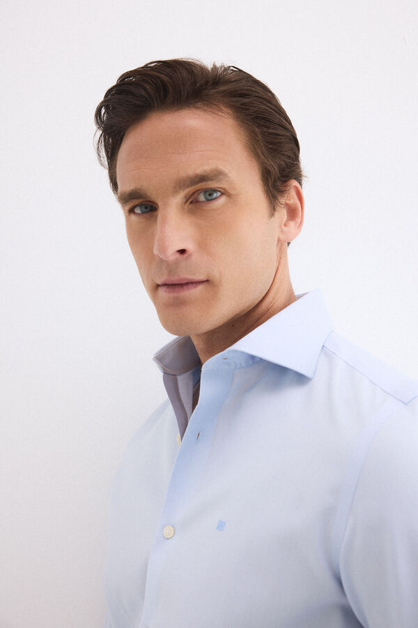 Pedro del Hierro Camisa vestir lisa non iron + antimanchas Azul
