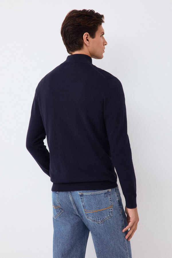 Pedro del Hierro Jersey punto premium algod&oacute;n seda cashmere Azul