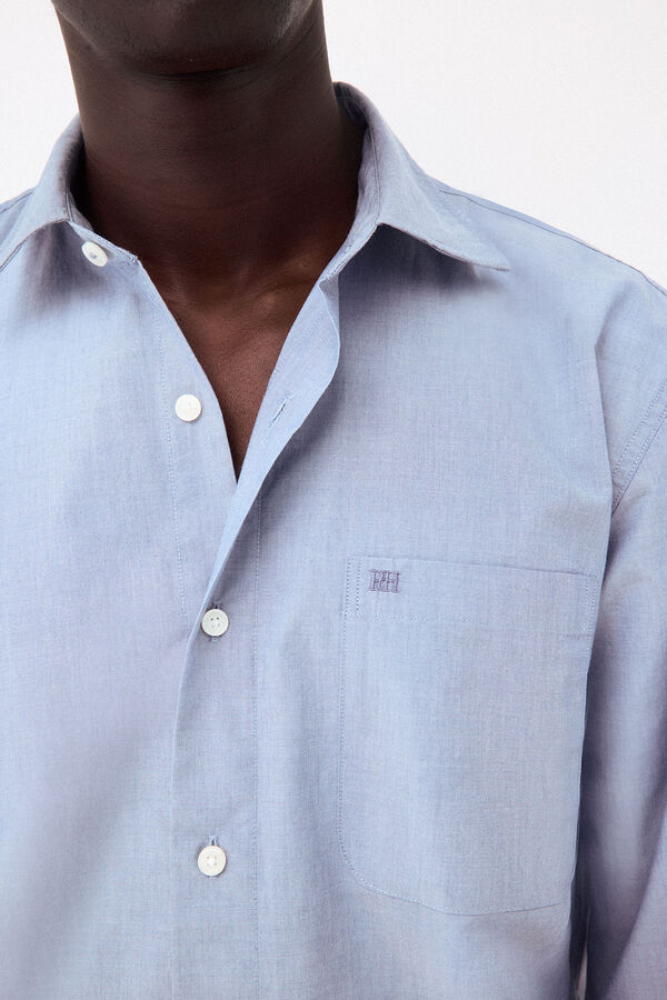 Pedro del Hierro Camisa lisa popel&iacute;n relax fit Azul