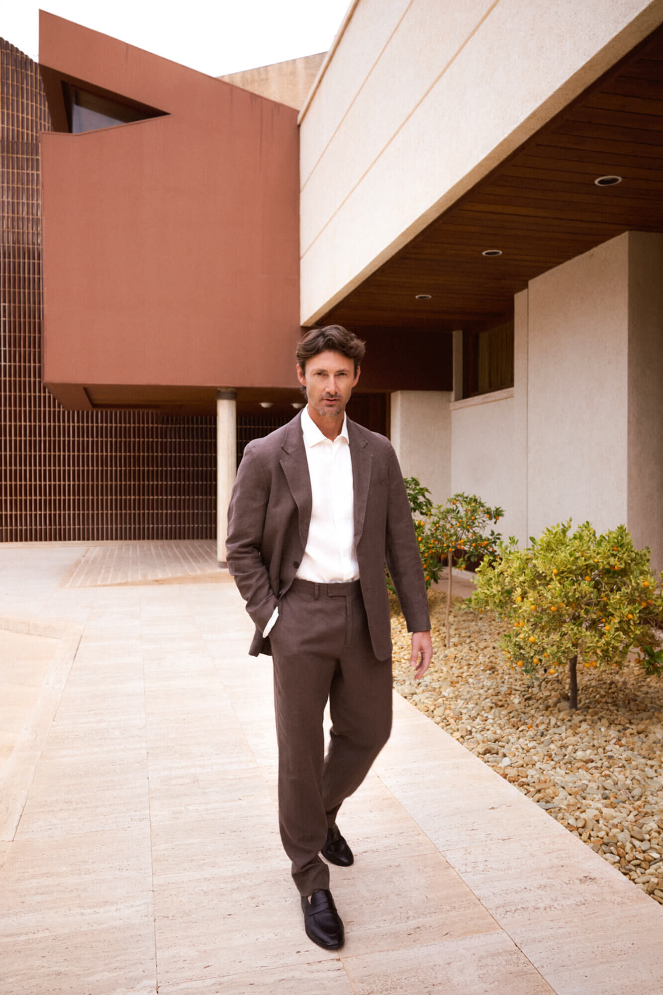 Pedro del Hierro Pantal&oacute;n coordinado mezcla lino