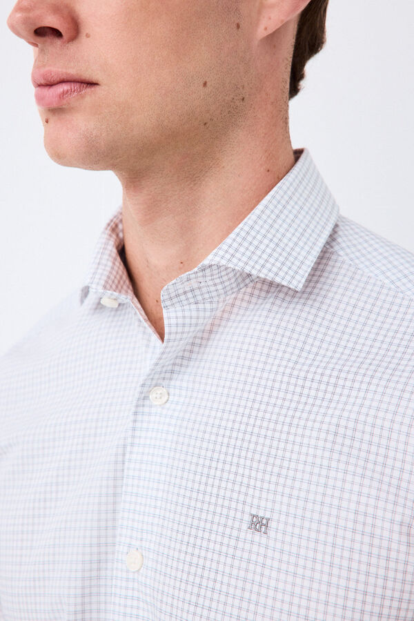Pedro del Hierro Camisa vestir cuadros non iron + antimanchas slim fit Gris