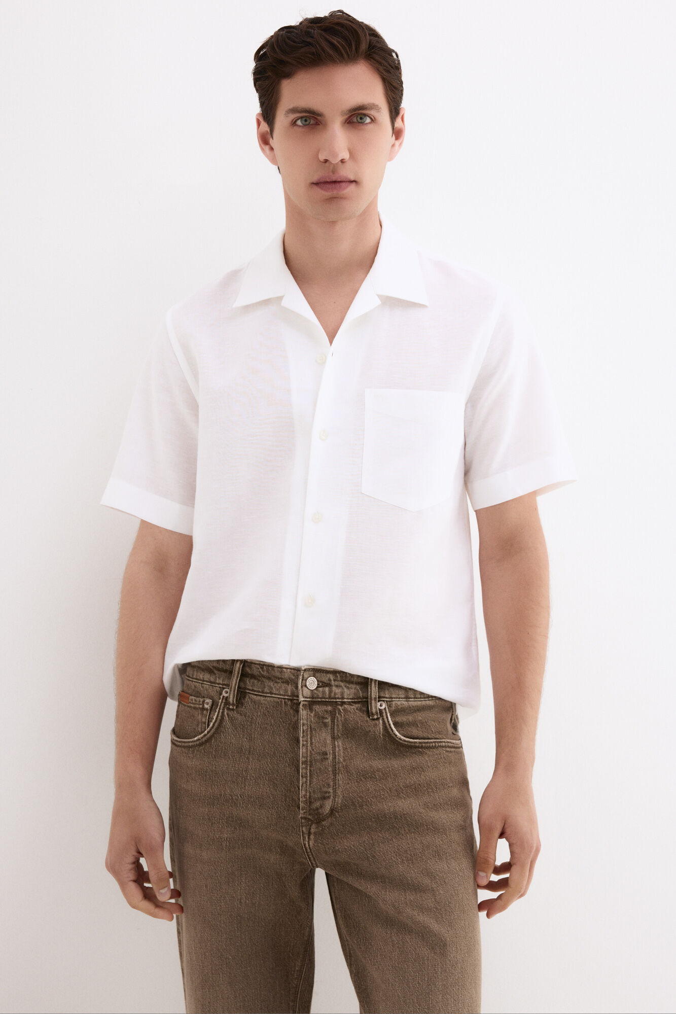 Pedro del Hierro Camisa de lino algod&oacute;n manga corta