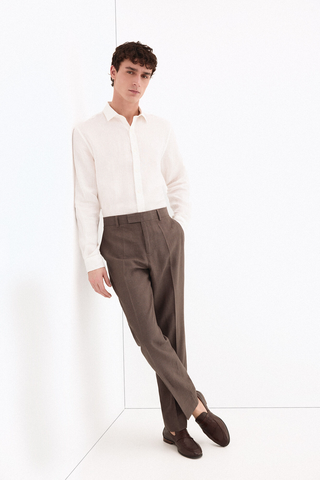 Pedro del Hierro Pantal&oacute;n coordinado mezcla lino