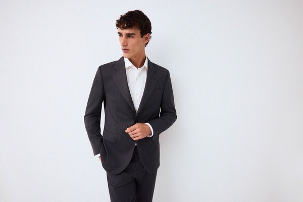 Pedro del Hierro Americana traje coordinado slim l&iacute;nea alta espiga Gris