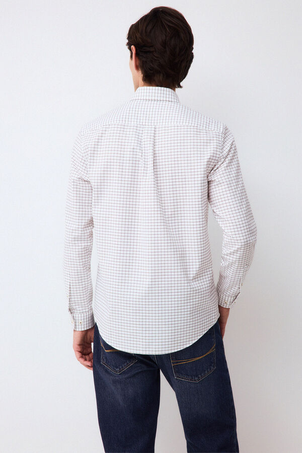 Pedro del Hierro Camisa cuadros Marr&oacute;n