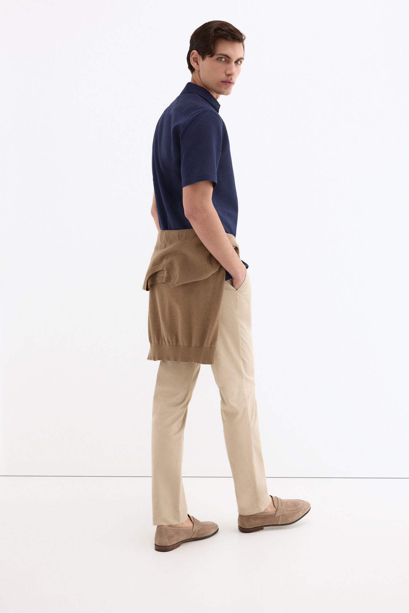 Pedro del Hierro Camisa lisa lino algod&oacute;n