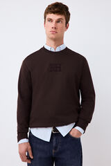 Pedro del Hierro Sudadera logo cuello caja Marr&oacute;n