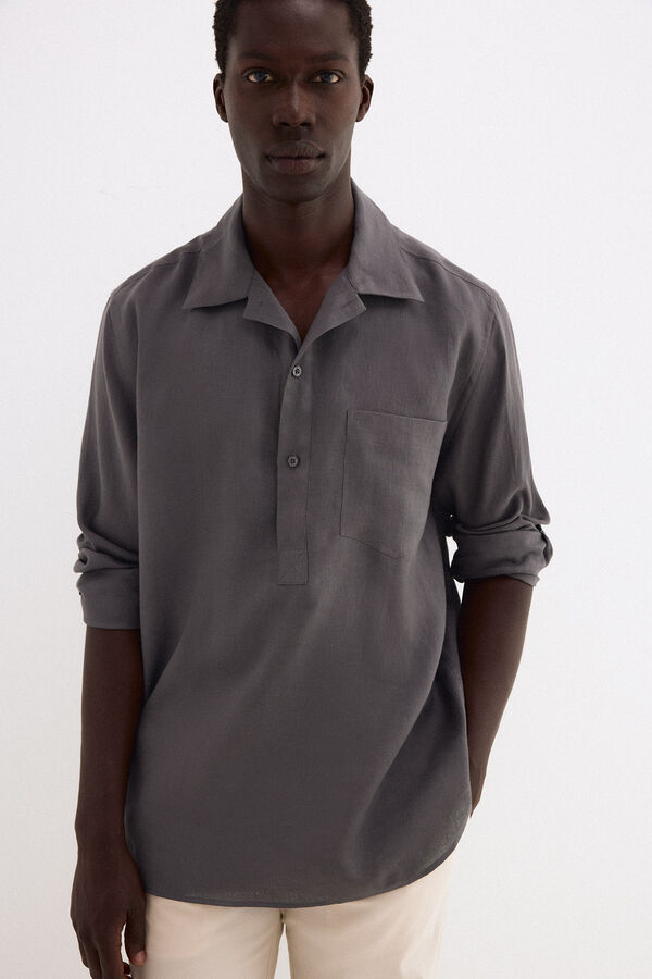 Pedro del Hierro Polera lino lisa Gris