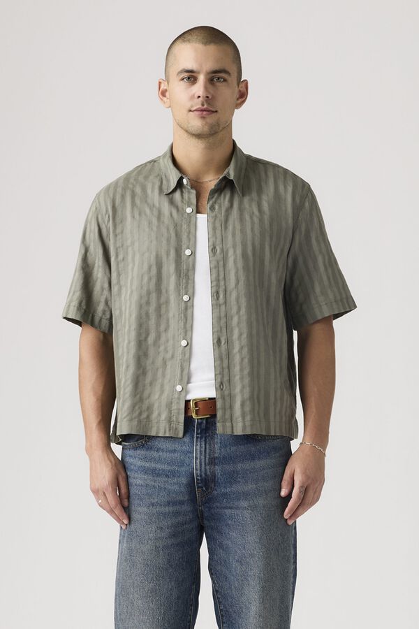 Levi's Camisa crop de manga corta kaki