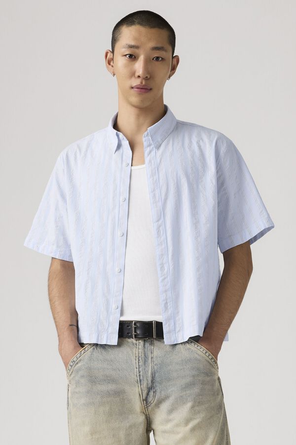 Levi's Camisa crop de manga corta azul