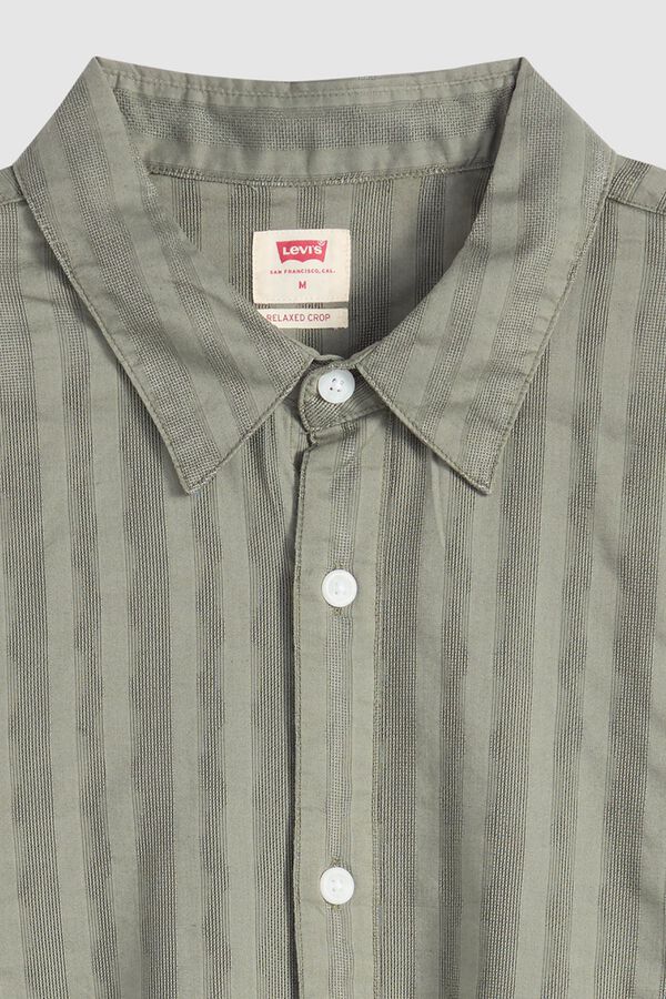 Levi's Camisa crop de manga corta kaki