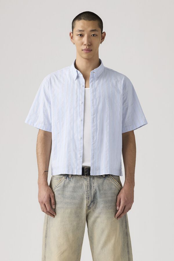 Levi's Camisa crop de manga corta azul
