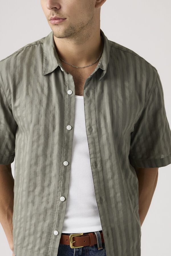 Levi's Camisa crop de manga corta kaki