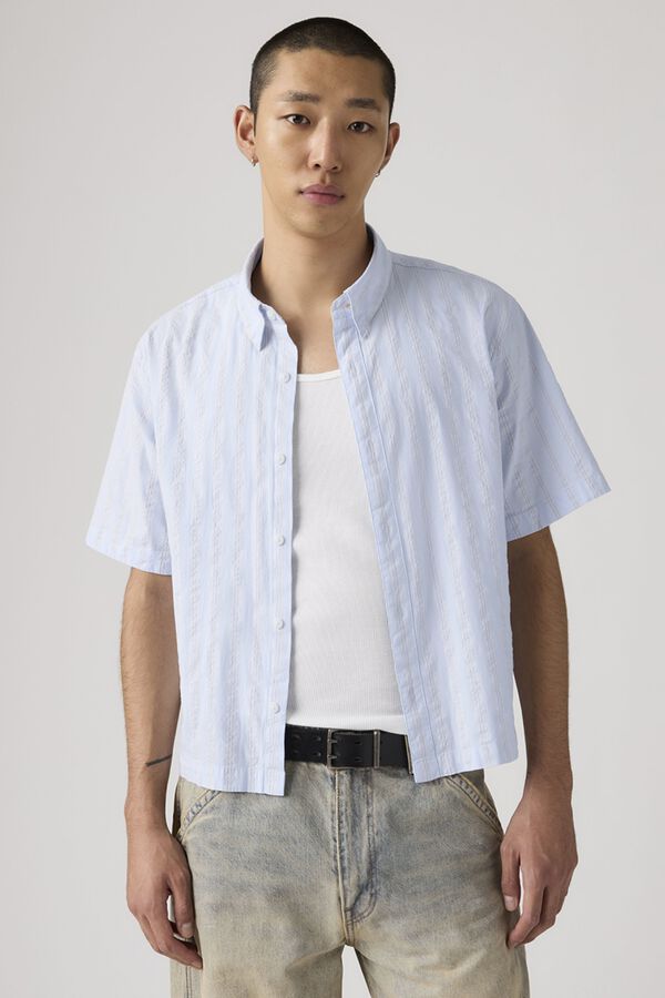 Levi's Camisa crop de manga corta azul