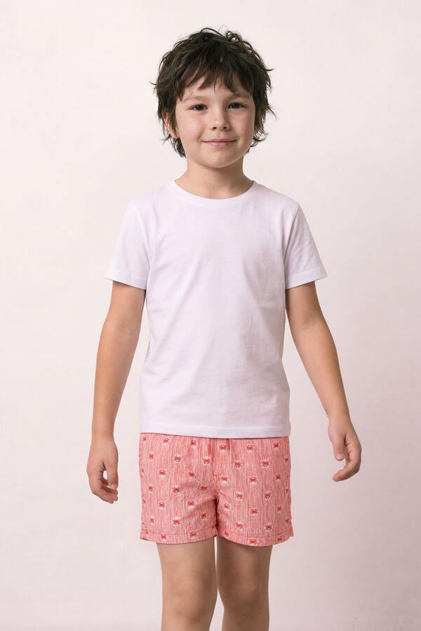 Women'secret Ba&ntilde;ador ni&ntilde;o estampado rayas y cangrejos coral