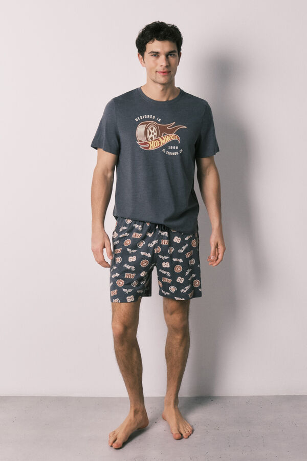 Women'secret Pijama corto hombre algod&oacute;n Hotwheels gris