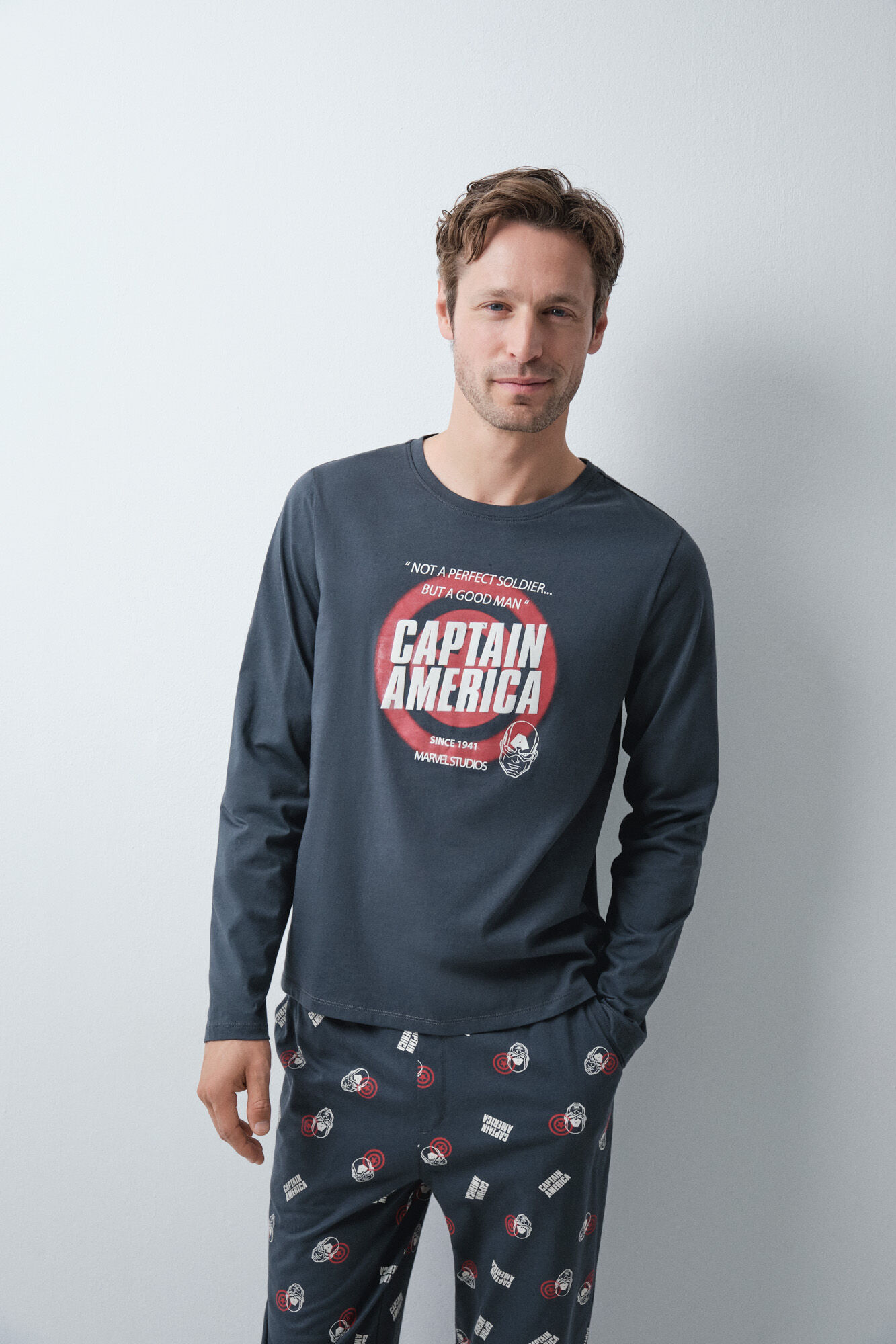 Women'secret Pijama largo algod&oacute;n Capit&aacute;n Am&eacute;rica